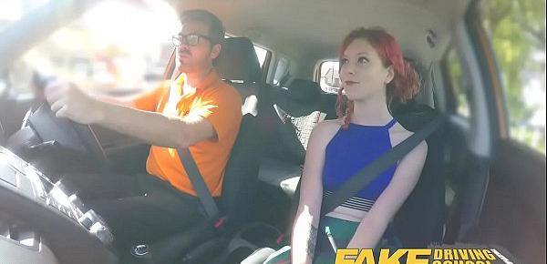  Fake Driving School Instructor fucks and creampies sexually frustrated redhead